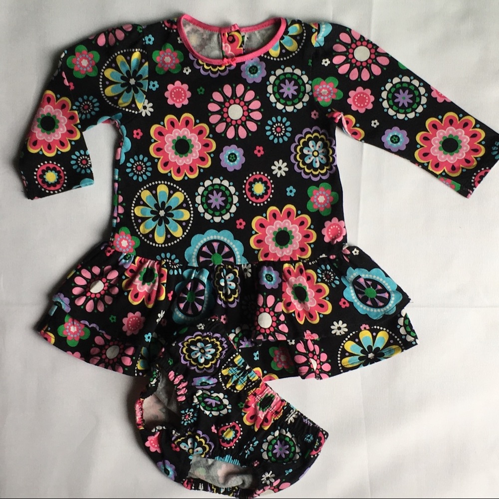 2 piece dress size 9 Months black Floral Carter's